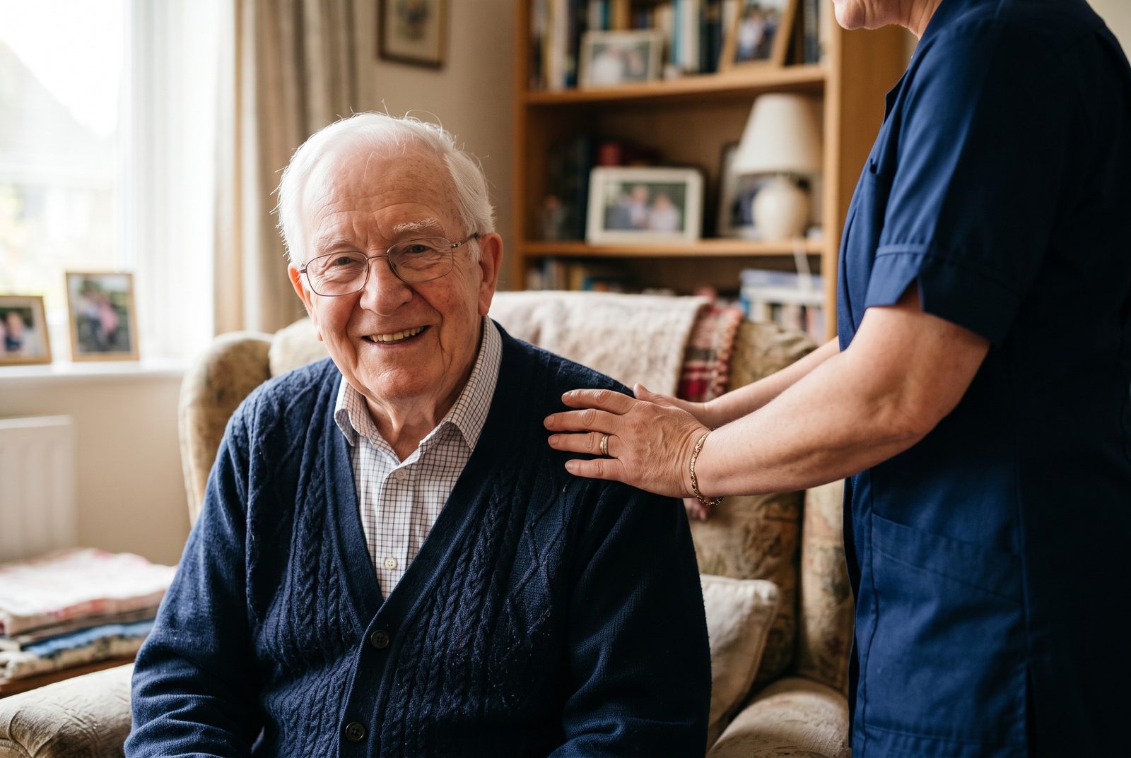Warm, person-centred ear care consultation in a Cheshire home